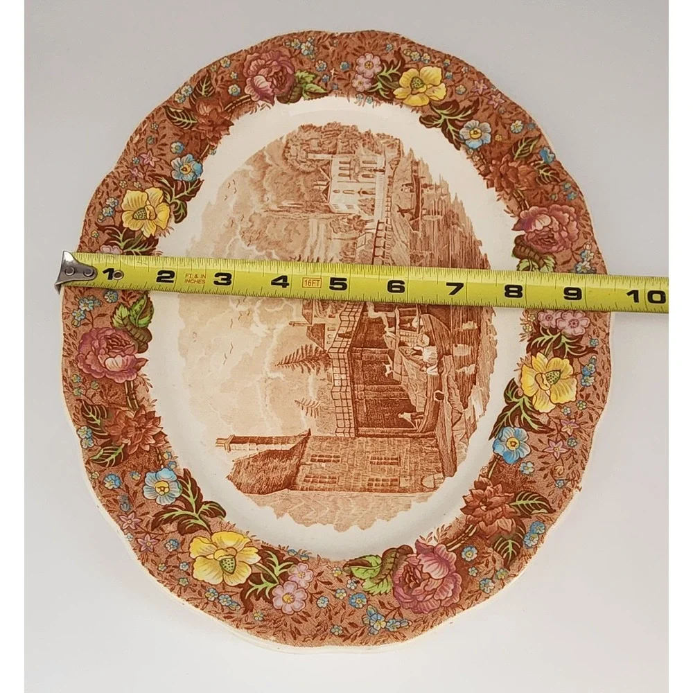 Palissy Oval Platter Thames River Scenes Datchet Bridge Bucks Brown Floral Multi